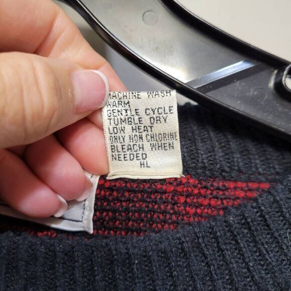 VTG 90s The Mens Store At Sears Sweater XL Black Aztec Western Geometric Grandpa - Picture 6 of 6